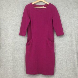 Boden Dress 6L US 10L UK 3/4 Sleeve Magenta Jasmine Ottoman Tall Stretch